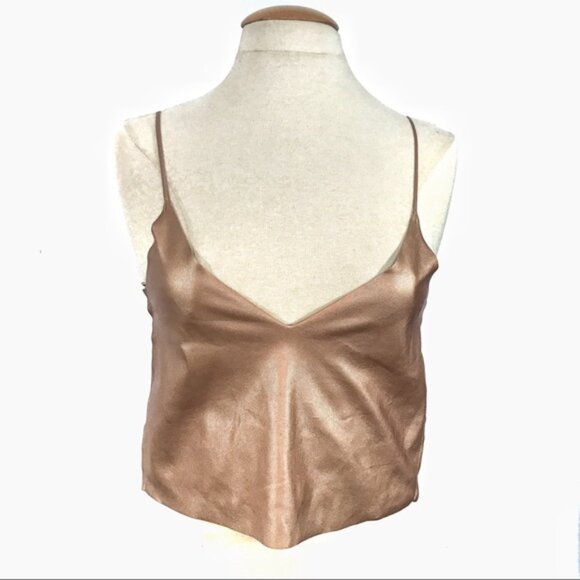 Zara gold rose faux leather crop top Sz Xs - Picture 9 of 9
